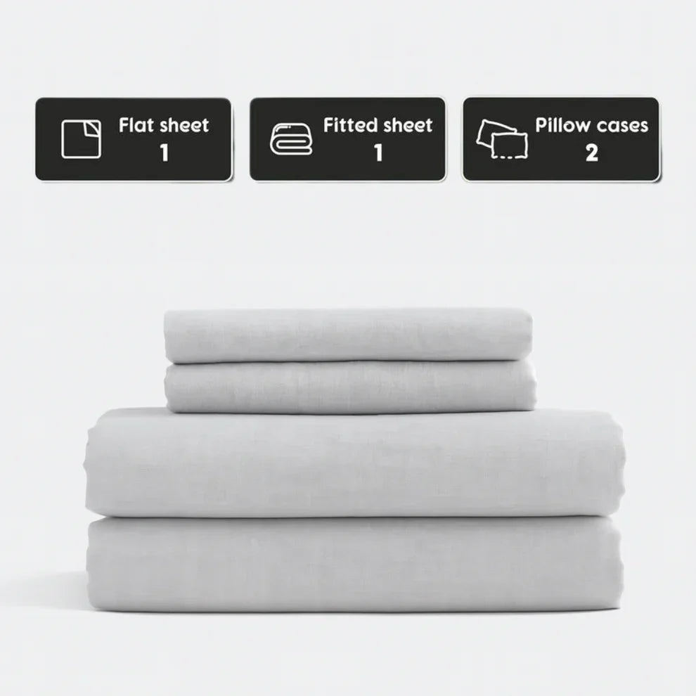 Stone-Washed French Flax Linen Sheet Set