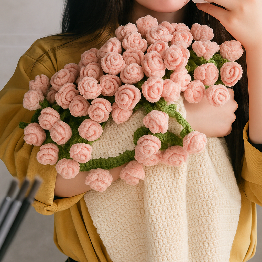 Premium Hand-Knitted Marigold Bouquet