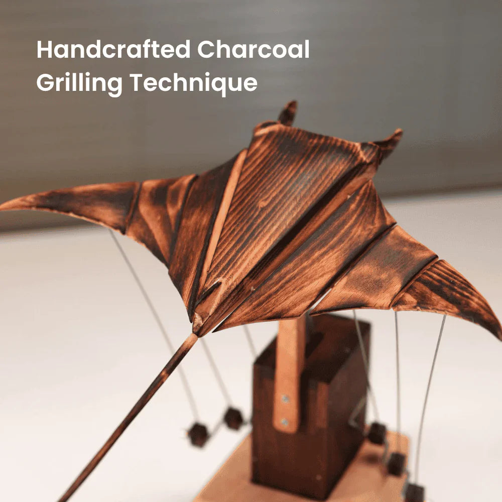Handcrafted Wooden Manta Ray Automaton