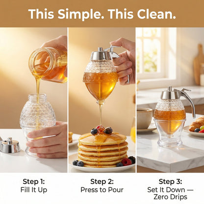 Premium Glass Honey Dispenser With Stand