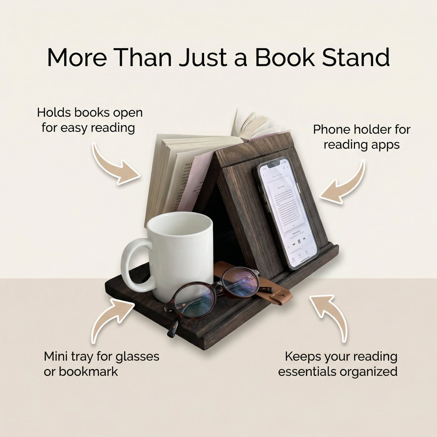 Ventra™ Premium Wooden Triangle Book Stand